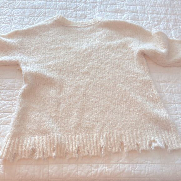 ATM Anthony Thomas Melillo Ivory Alpaca Wool Destroyed Chenille Sweater large - Picture 8 of 8